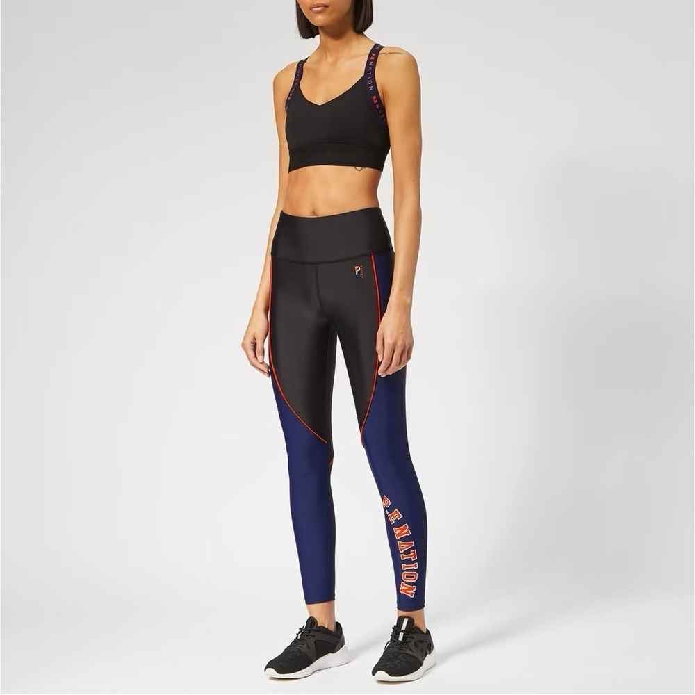 P.E Nation Women's Rally Leggings Black Navy Blue Sz M